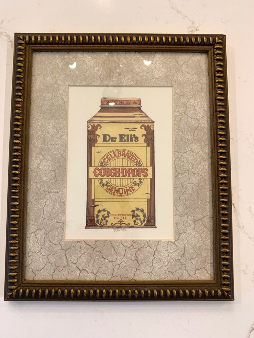 Vintage Framed Dr. Eli's Celebrated Cough Drops Mid-Century Medical Decor 11”